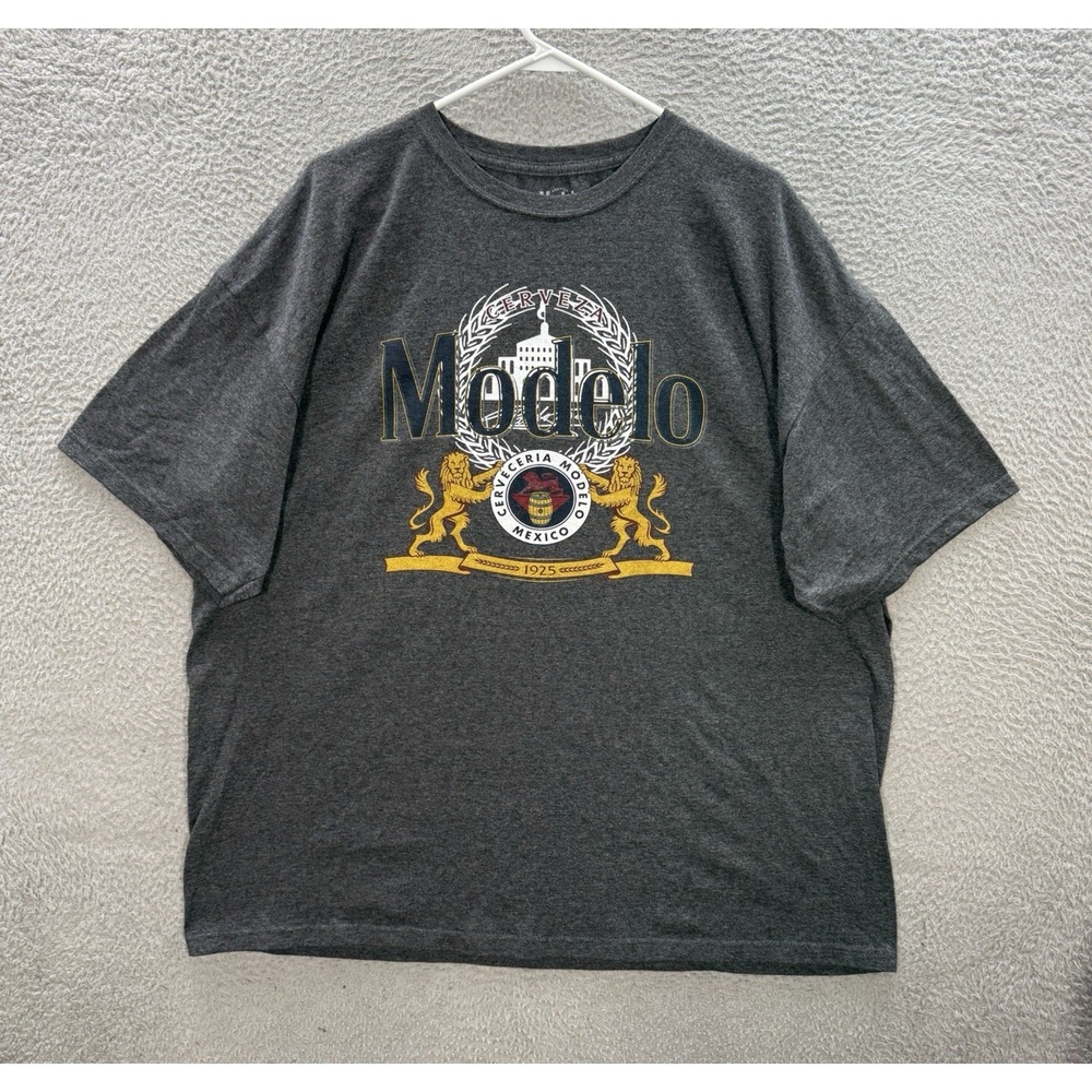 Modelo Beer Shirt Adult 2XL XXL Gray Crewneck Tee Short Sleeve Tailgate Party